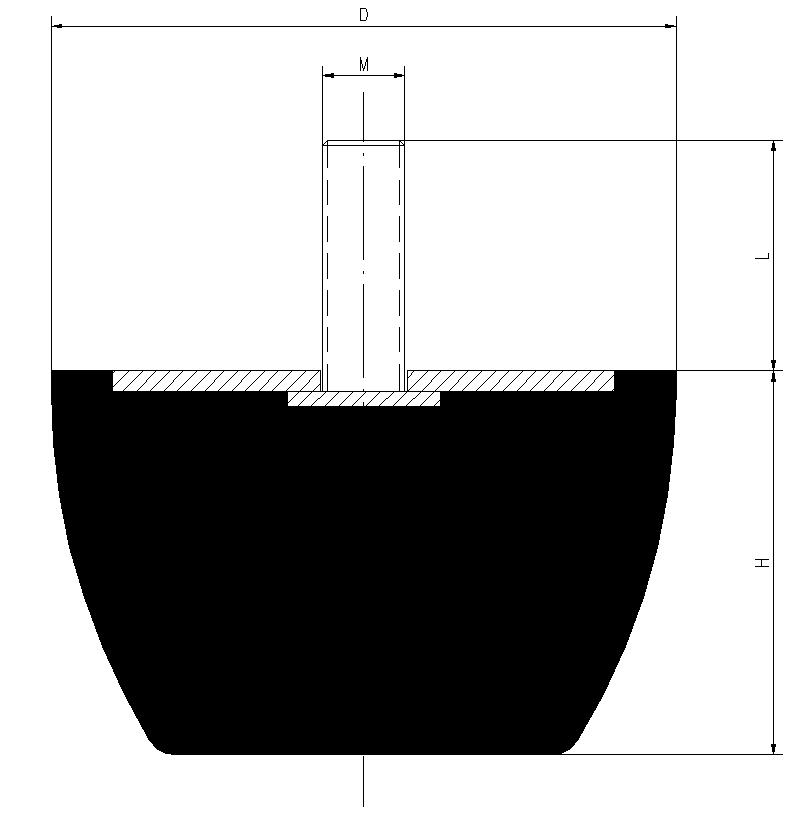 Silentblock tope de goma progresivo macho D